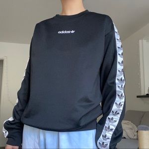 adidas originals taped crew neck sweatshirt black